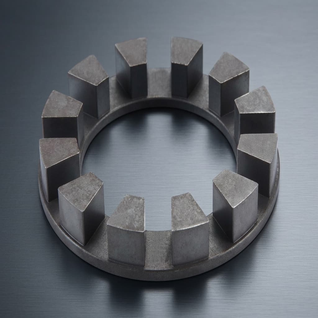 AFPM core design checklist visual showing an SMC axial flux stator core for DFM review